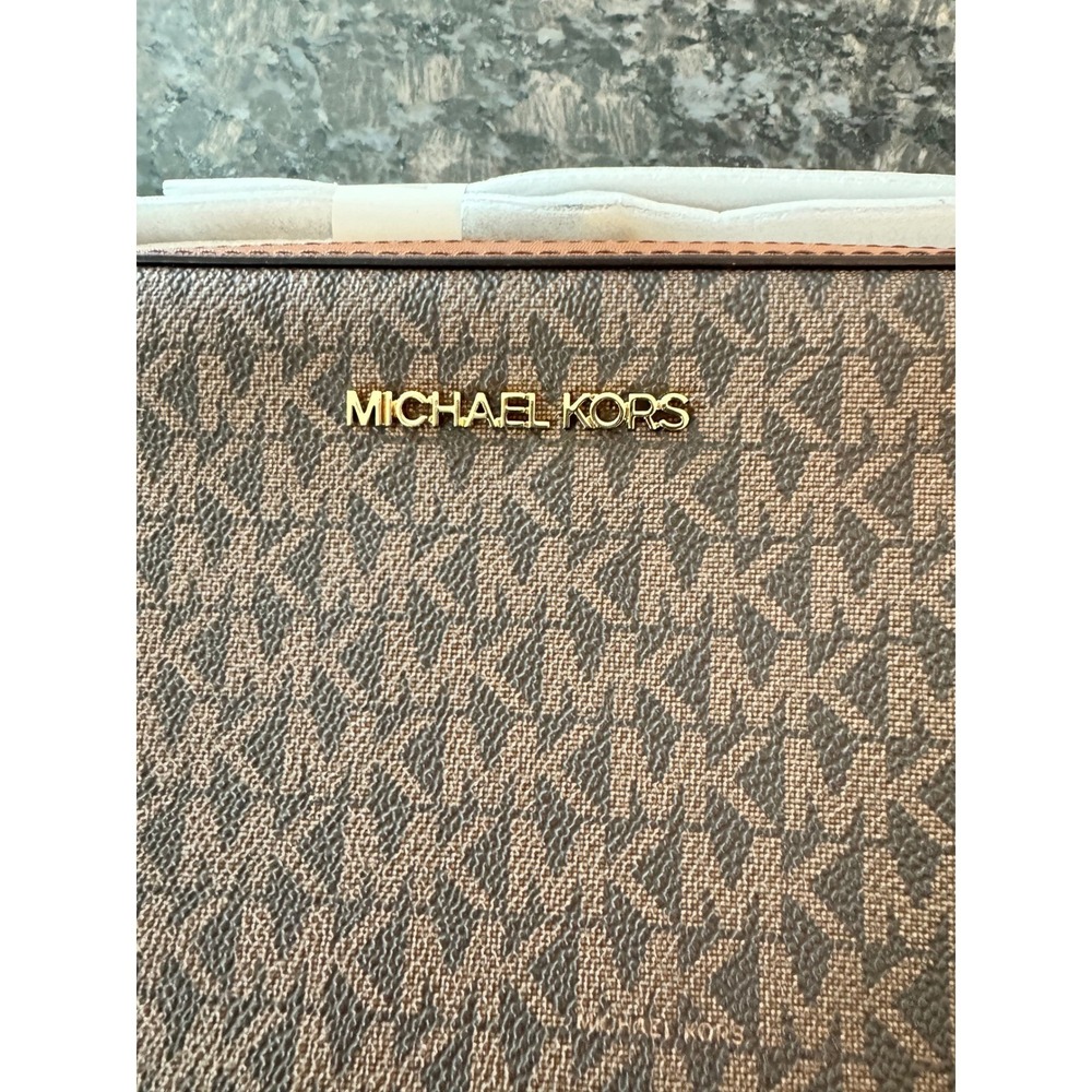 Michael Kors Jet Set LG EW Crossbody Bag Brown Logo 35F8GTTC3B - Picture 4 of 9